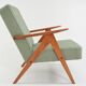 KOMPAS armchairs in light green mottled fabric