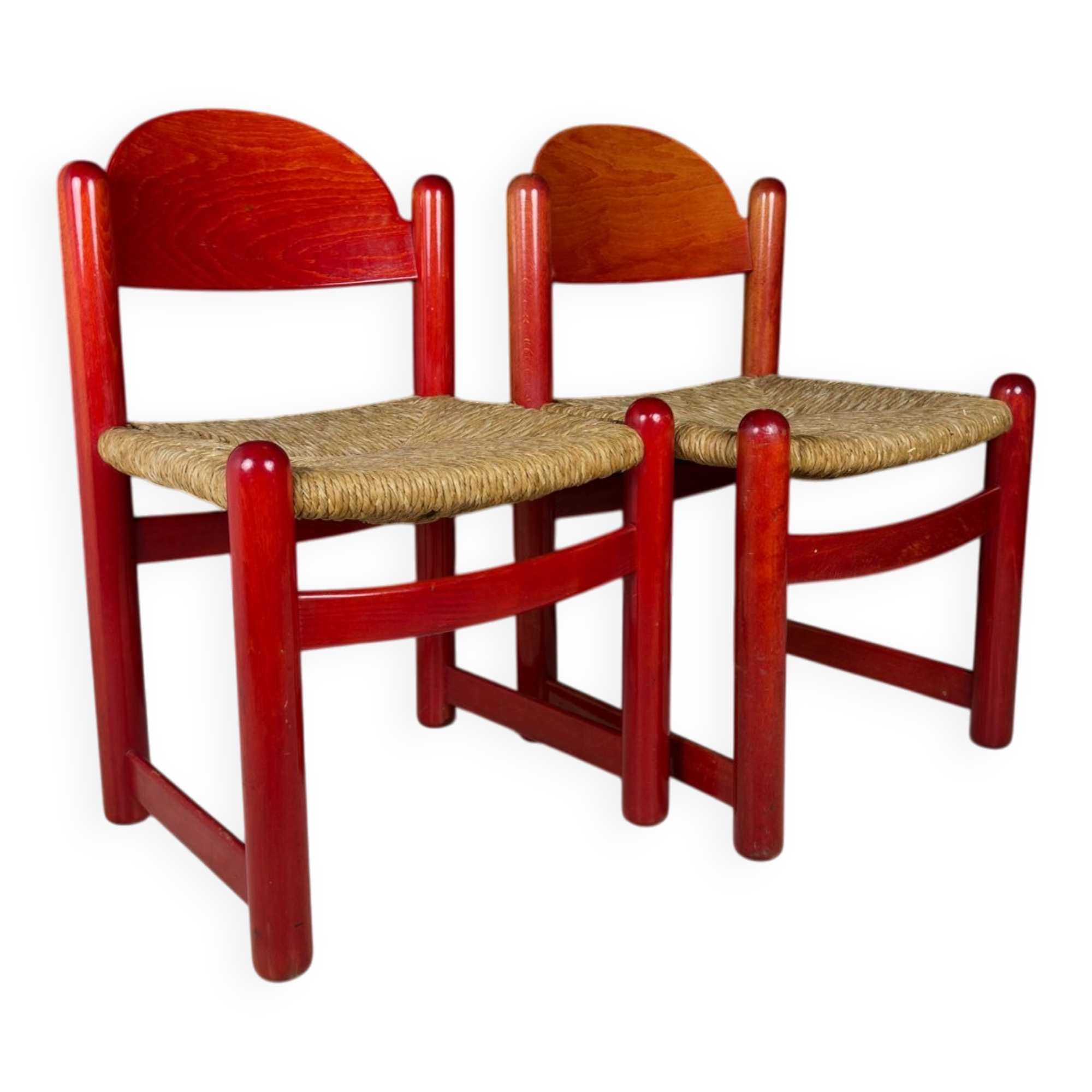 Red Padova chairs by Hank Lowenstein, Italy, 1970s, set of 2.