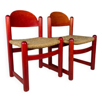 Red Padova chairs by Hank Lowenstein, Italy, 1970s, set of 2.