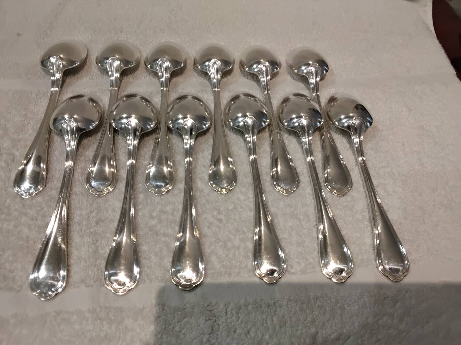 12 silver-plated soup spoons, Christofle goldsmith, Spatours model