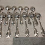 12 silver-plated soup spoons, Christofle goldsmith, Spatours model