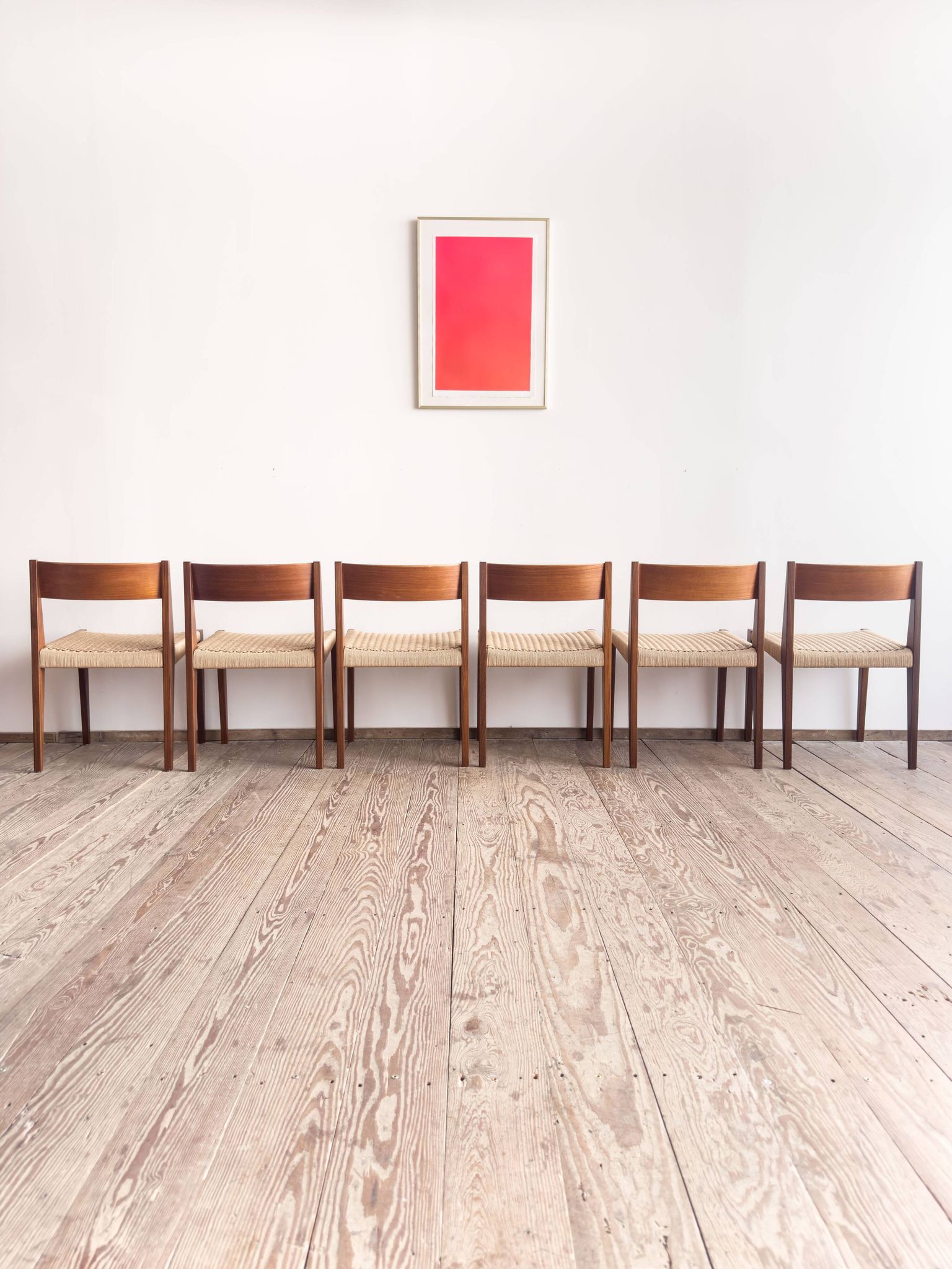 6 chairs by Poul Cadovius, walnut, with new seats, Mid Century.