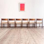 6 chairs by Poul Cadovius, walnut, with new seats, Mid Century.