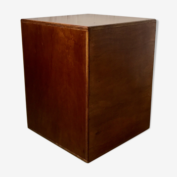 Cube stool in vintage wood, circa 1980