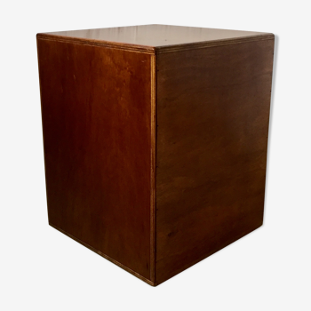 Tabouret cube en bois vintage, circa 1980