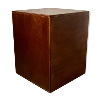 Cube stool in vintage wood, circa 1980