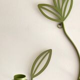 Wall Candle Holder, Green Metal Leaves