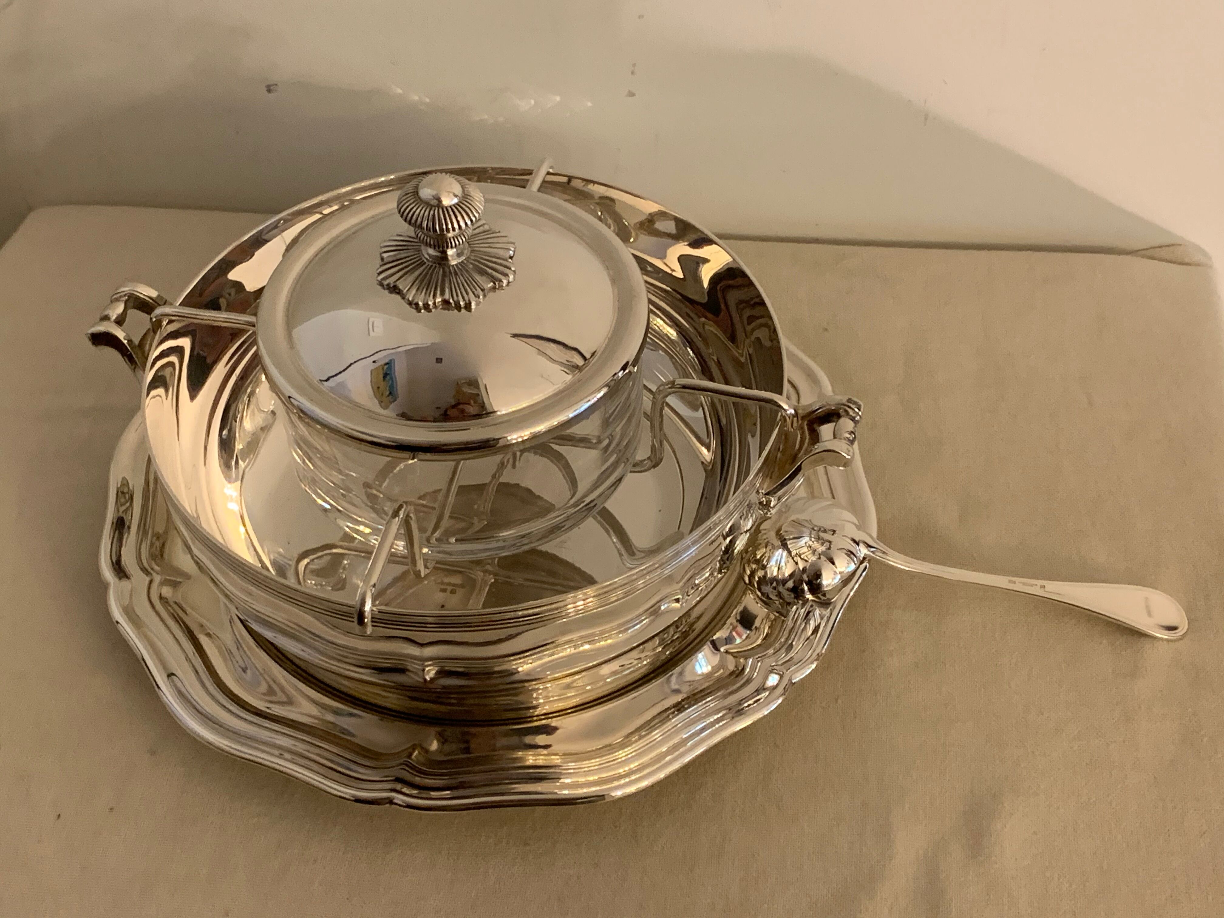 Christofle silver metal caviar service