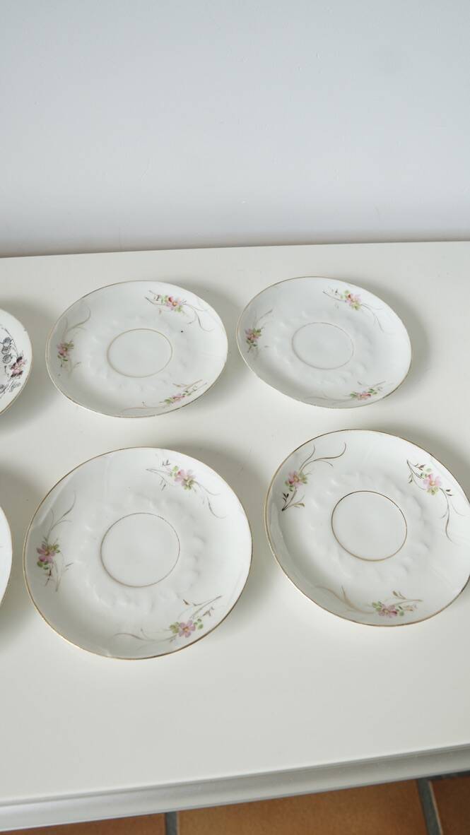 Set of 6 Limoges porcelain cups Barny Rigoni & Langle - 19th century