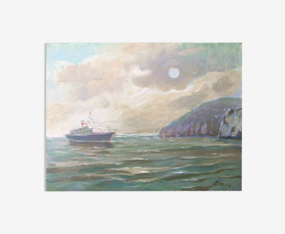 Tableau marine bateau mer russe école du nord pier mauradianz...? 1994