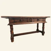 Large Castilian table with drawers and turned legs, early 20th century.