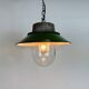 Green Enamel and Cast Iron Industrial Pendant Light, 1960s