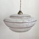 Small white Clichy glass pendant light with red edging