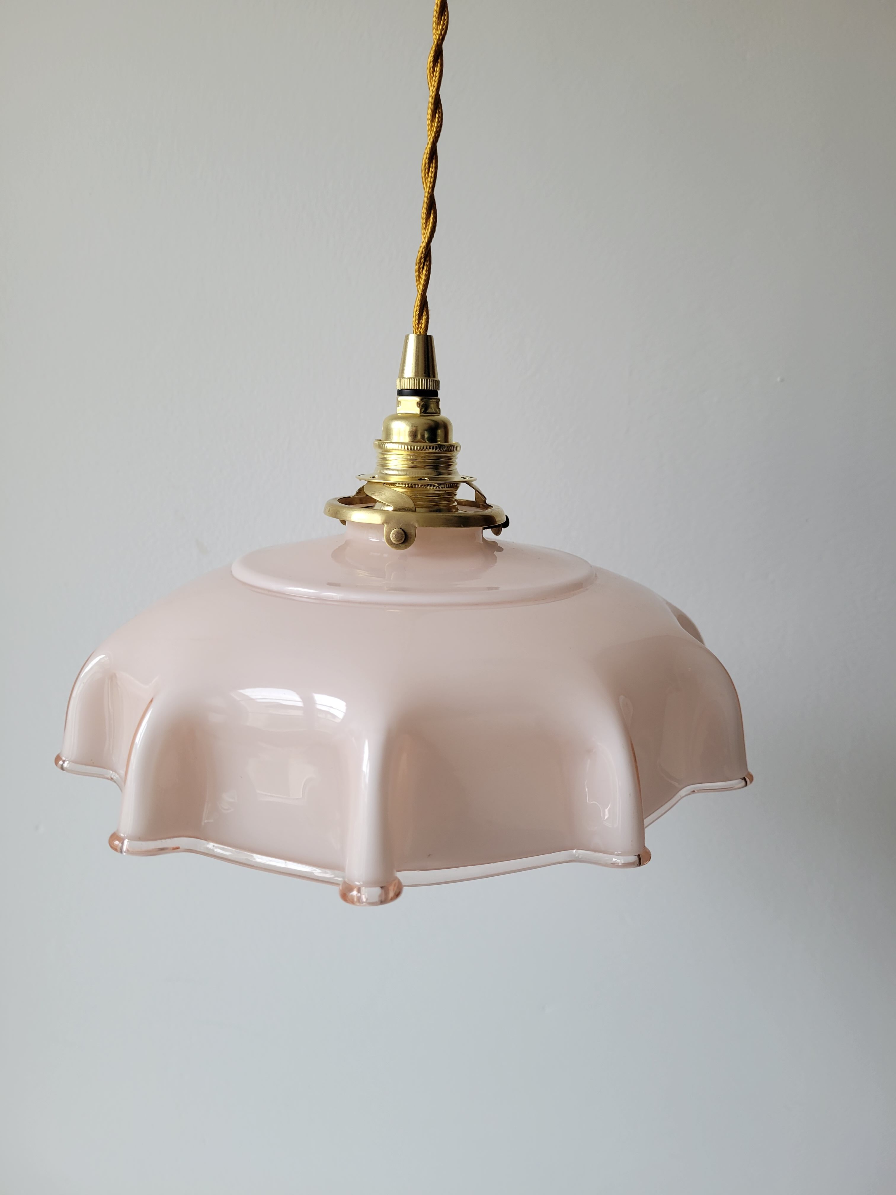 Pink opaline pendant light