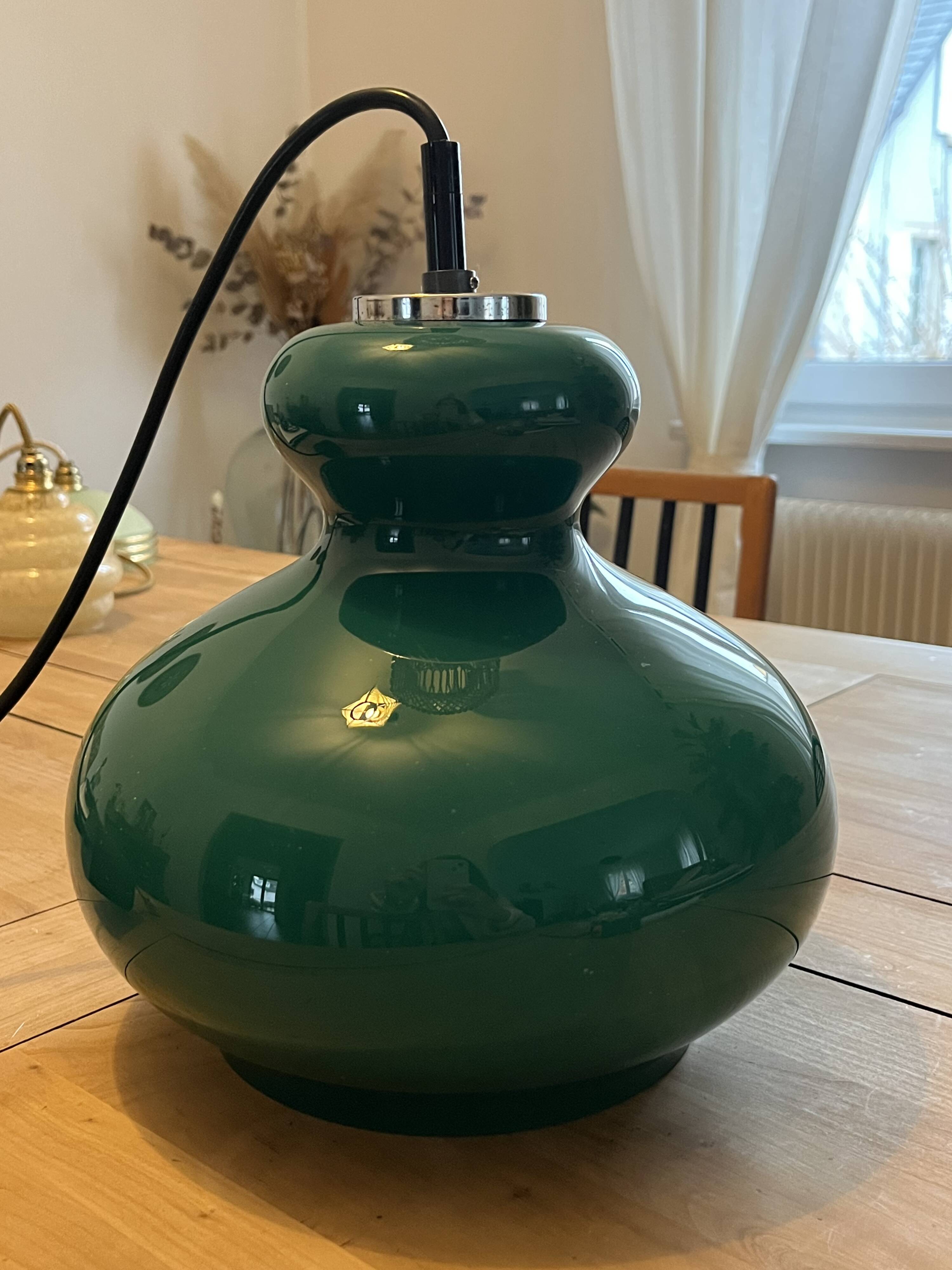 Vintage green opaline suspension "Gourde" – 1970s