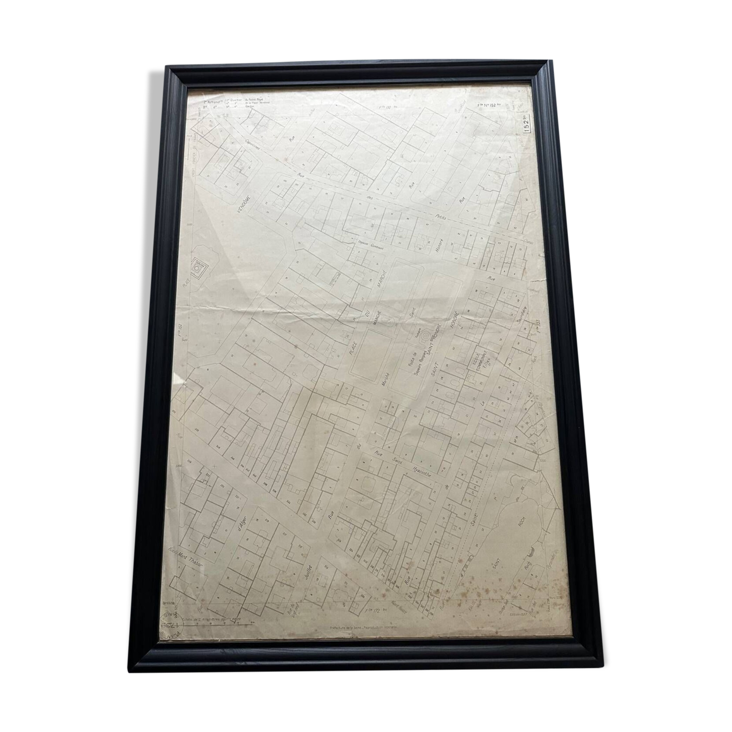 Poster large old map of paris 1739