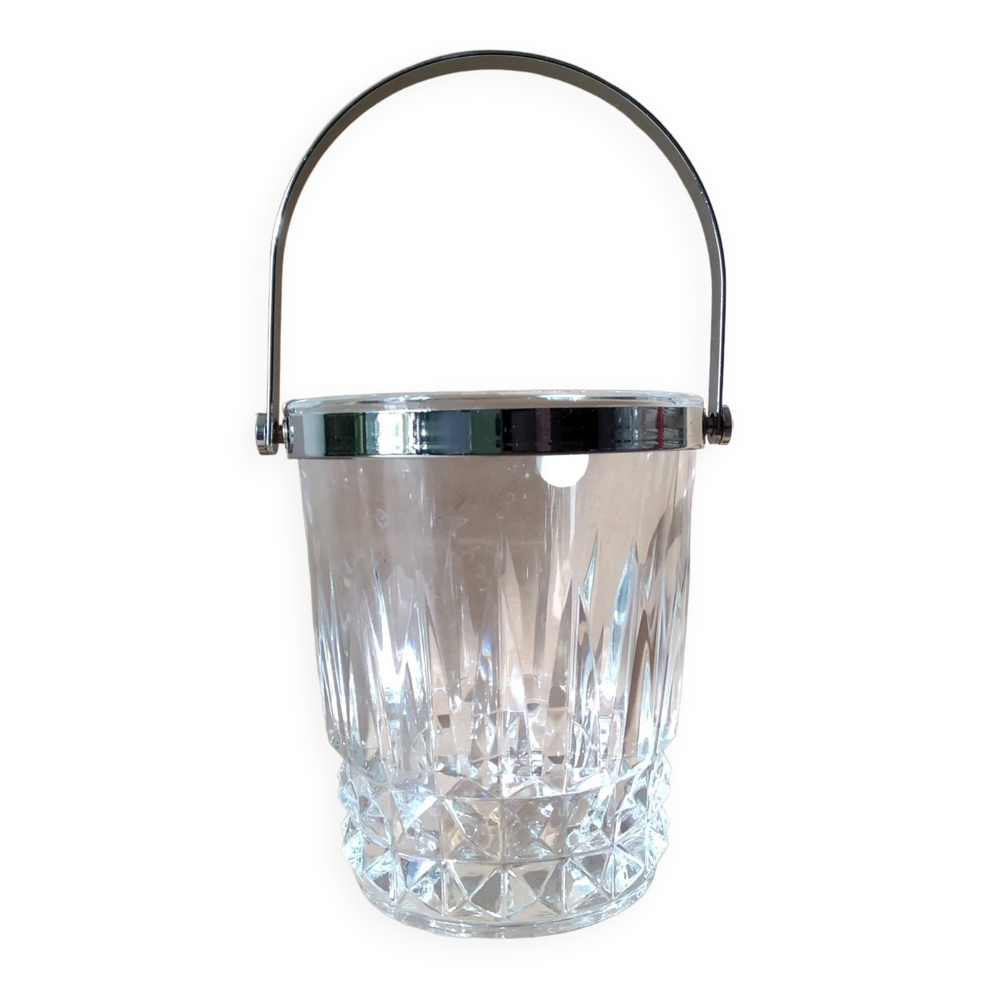 Vintage DArques Crystal Ice Bucket Diamond Tips