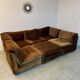 Old modular velvet sofa design from the 70s vintage 6 elements