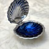 Antique silver-plated shell butter dish