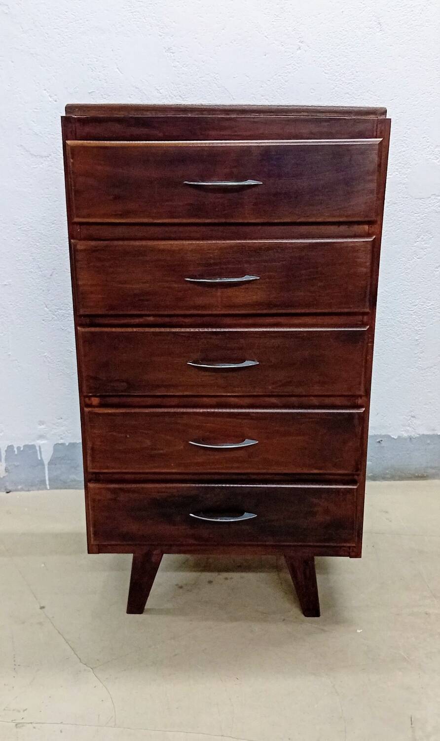 Scandinavian bedside chest of drawers mid-century vintage compass feet