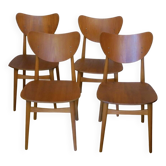 Set of 4 teak butterfly dining chairs, 1960s