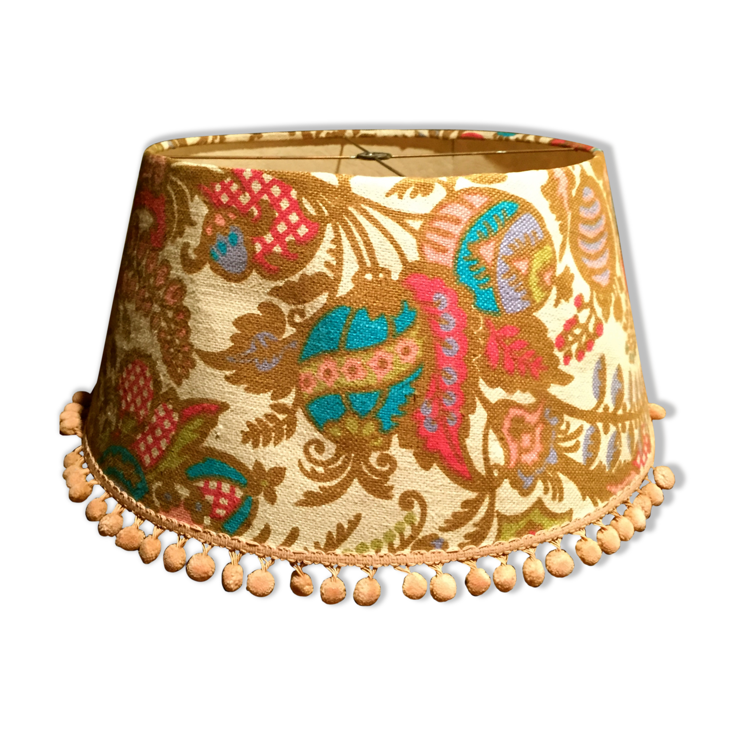 Abatjour fleuri vintage 1970 Selency