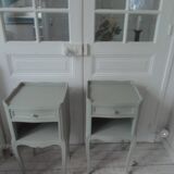 Bedside tables, end tables, beautiful invoices re-enchanted in verdigris waxed finish.