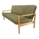 green fabric and wood 3 seat sofa 1960s