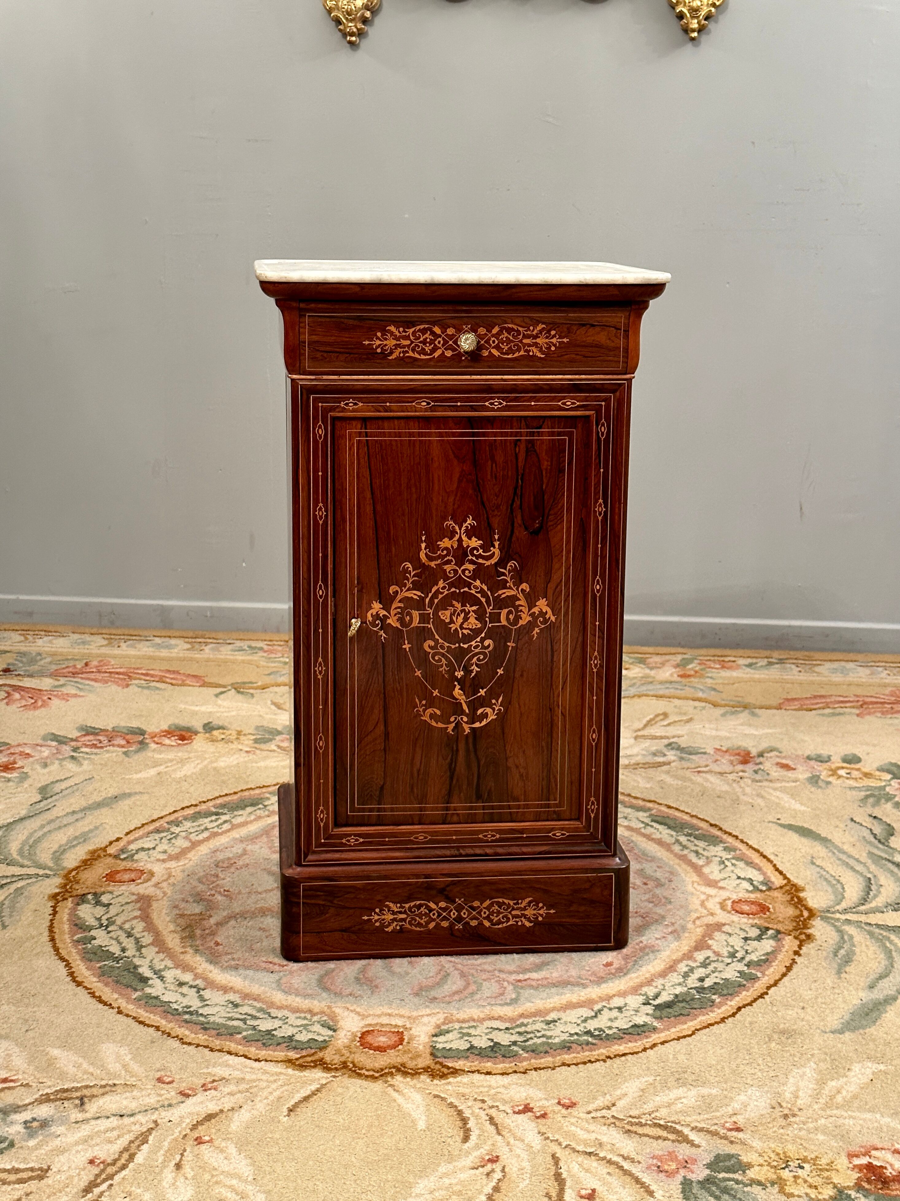 Bedside of the period Charles X in marquetry XIXth