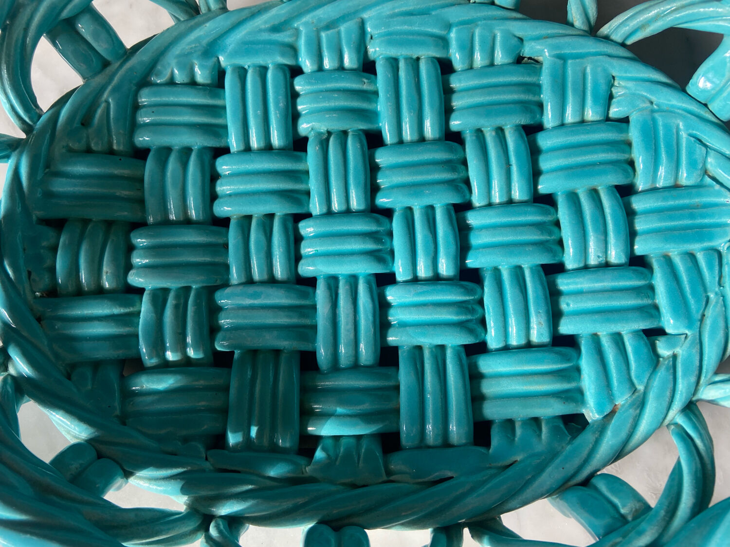 Vintage Vallauris woven ceramic dish