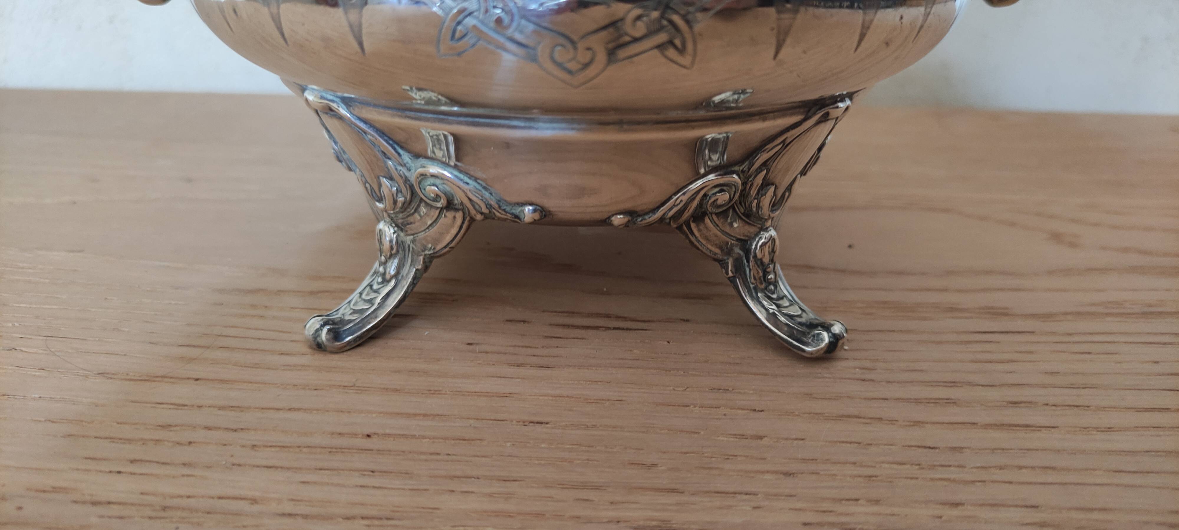 950 silver sugar bowl Minerva Guilloche (455 gr)