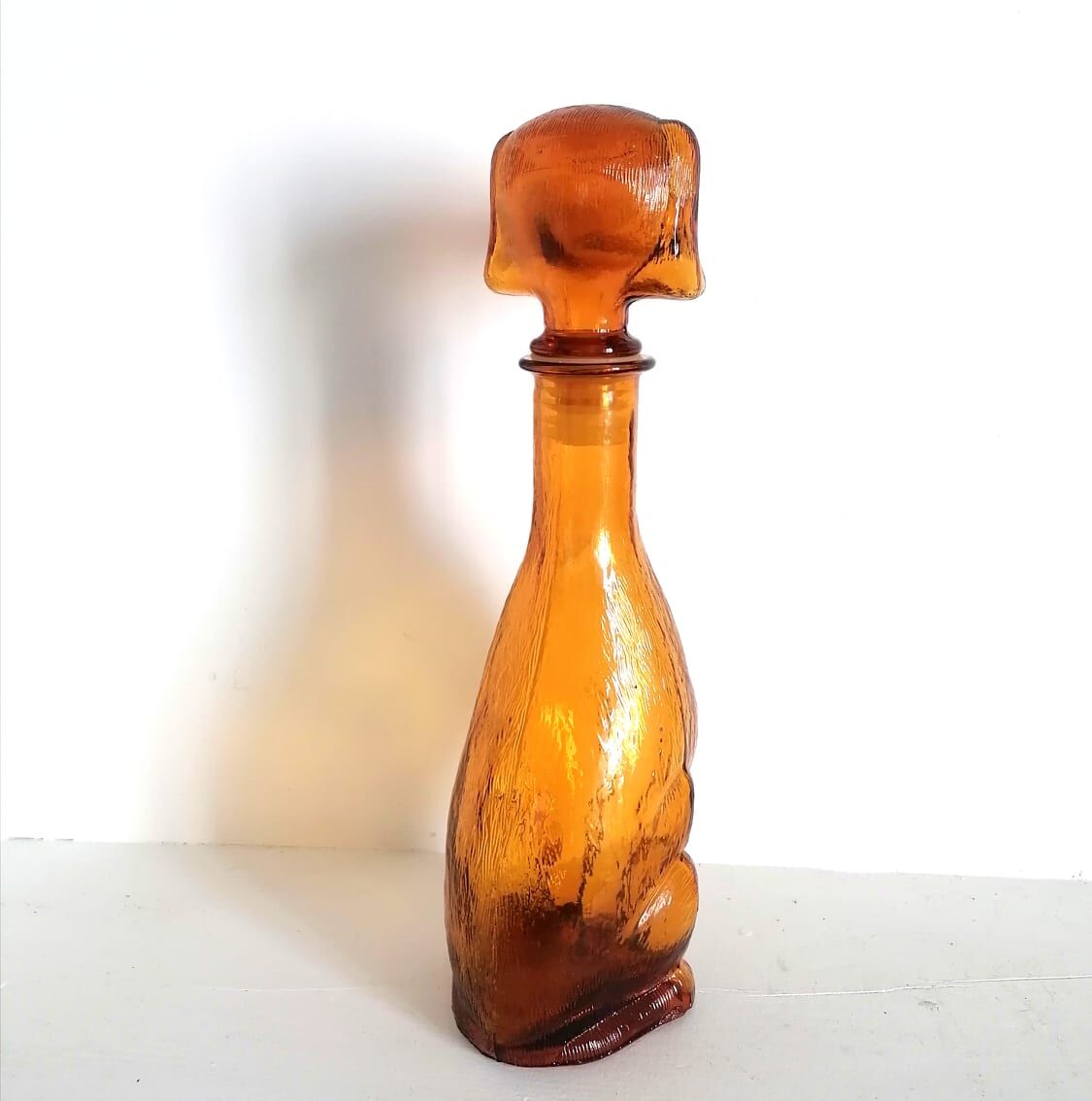 Glass dachshund decanter from Empoli, Italy 1960
