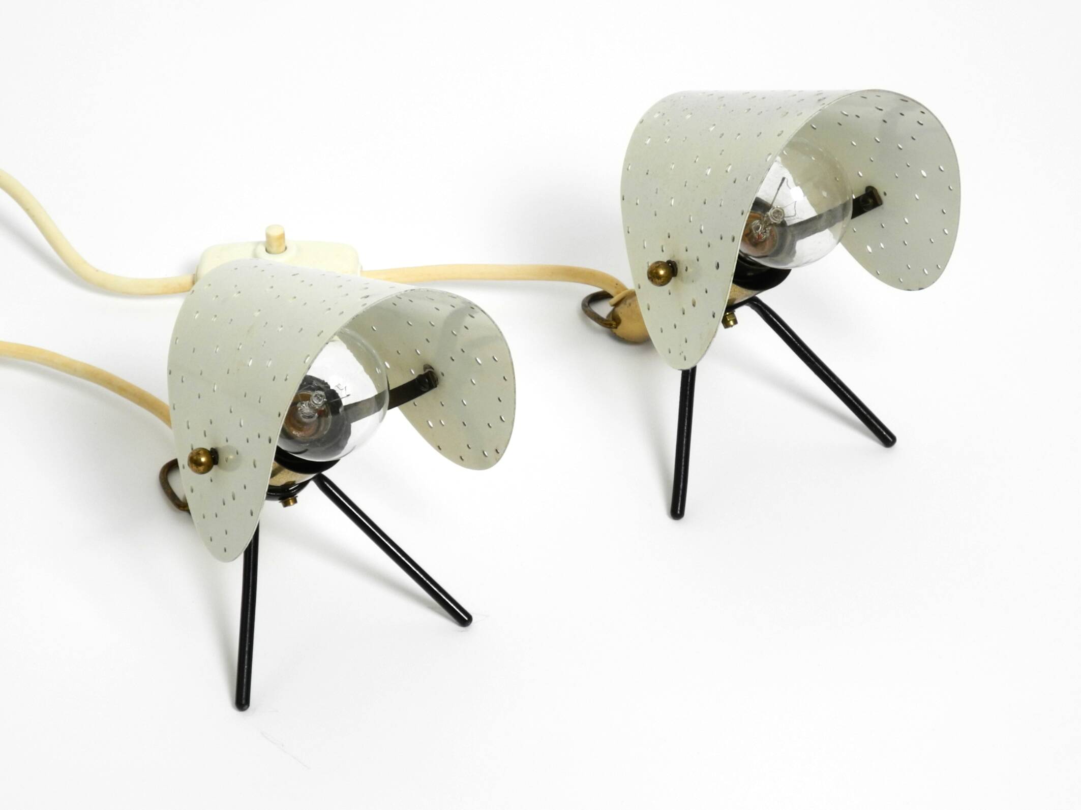 Pair of Mid Century Modern metal brass table and wall lamps by Ernest Igl