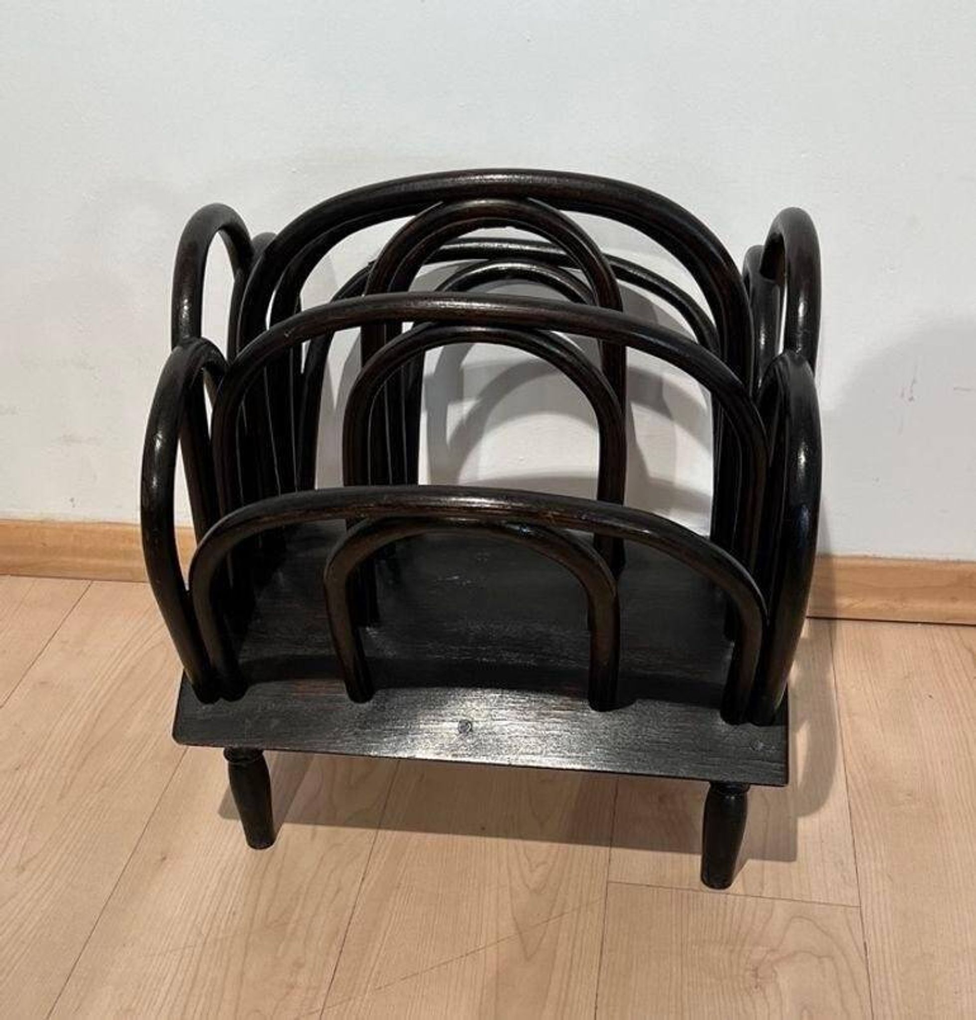 Newspaper Stand in Stained Beech Bentwood from Thonet, Austria, 1900s
