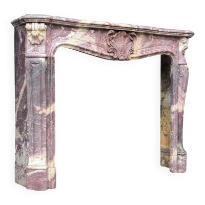Cheminée de style Louis XV en marbre fleurs de pêcher, vers 1880