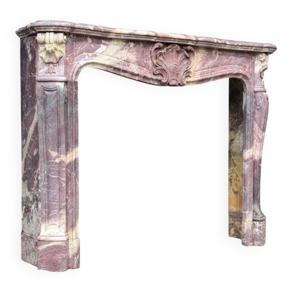 Cheminée de style Louis XV en marbre fleurs de pêcher, vers 1880