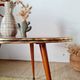 Vintage tripod side table, marquetry diamond-pattern top.