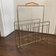 Vintage Magazine Rack in Brass and Wood, 1960s