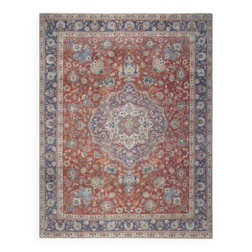 Tapis persan fait main en laine orange surdimensionné 278x379 des années 1970