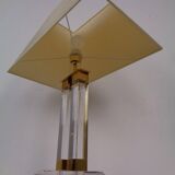 Hollywood Regency Acrylic Glass & Brass Table Lamp, Italy, 1970s