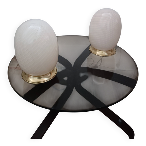 Paire de lampes Oeufs verre de Murano 1970s