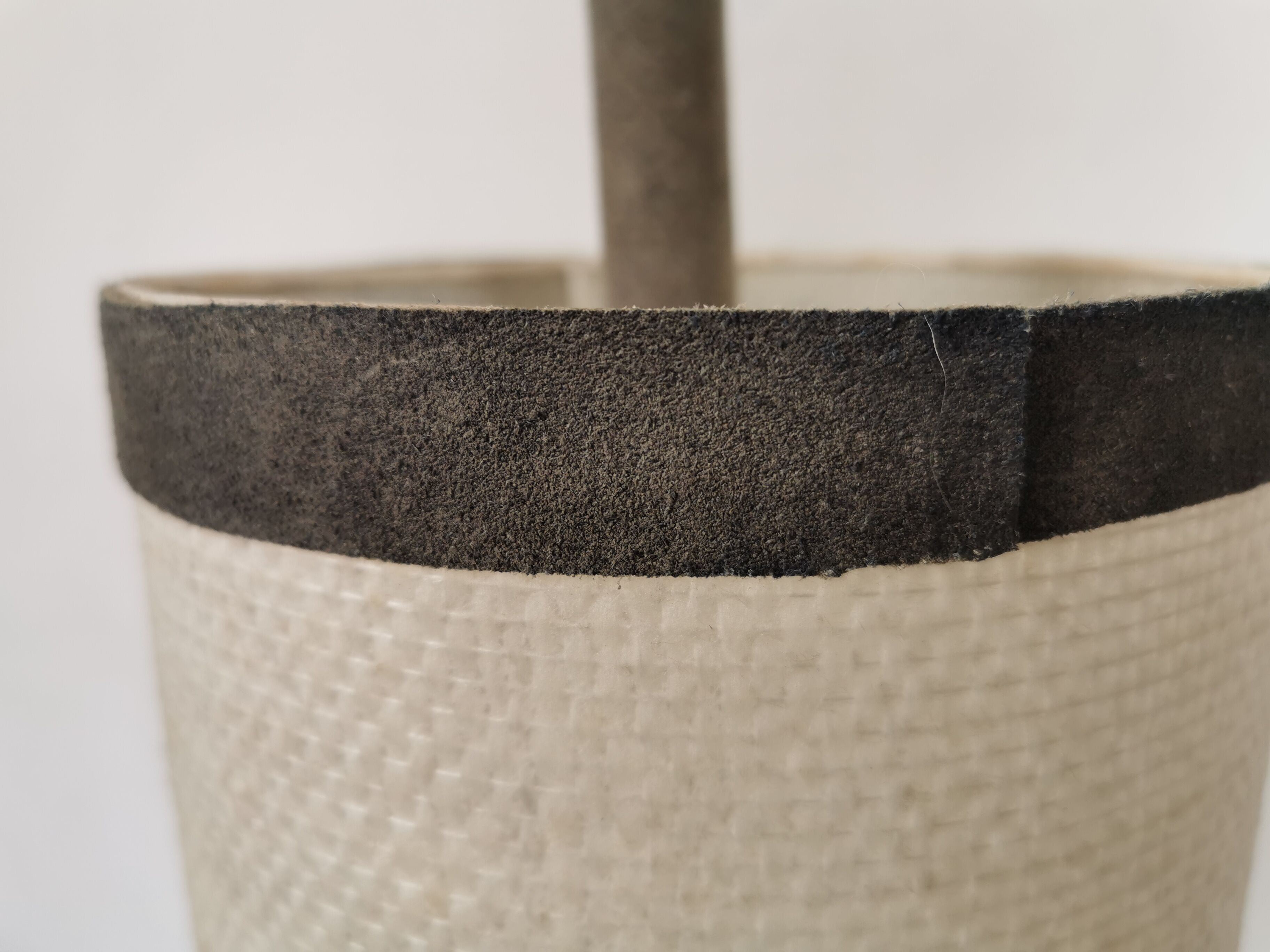 Floor lamp seventies totem, chrome and suede