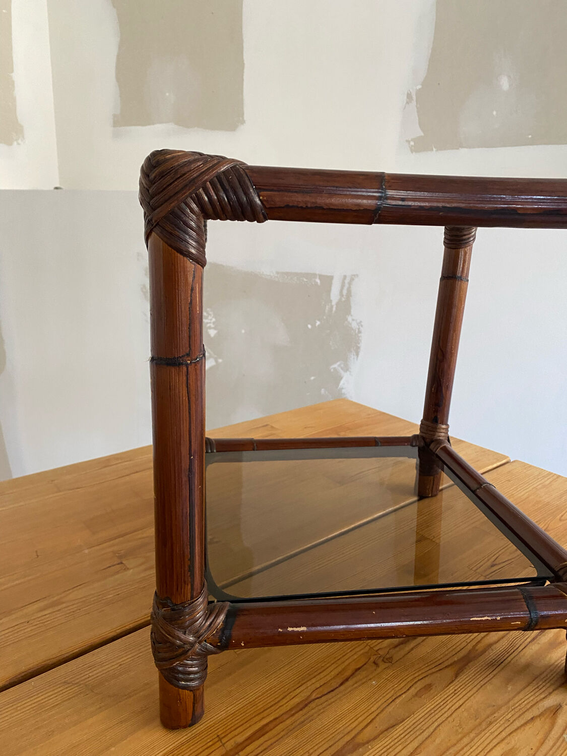 Vintage rattan side table