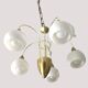 Mid Century Suspension, 5 globes in brass and opal glass, Honsel Leuchten