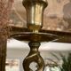 Old pair of twisted candle holders in gilded bronze 32.5cm