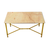 Coffee table marble unbleached and brass 60s