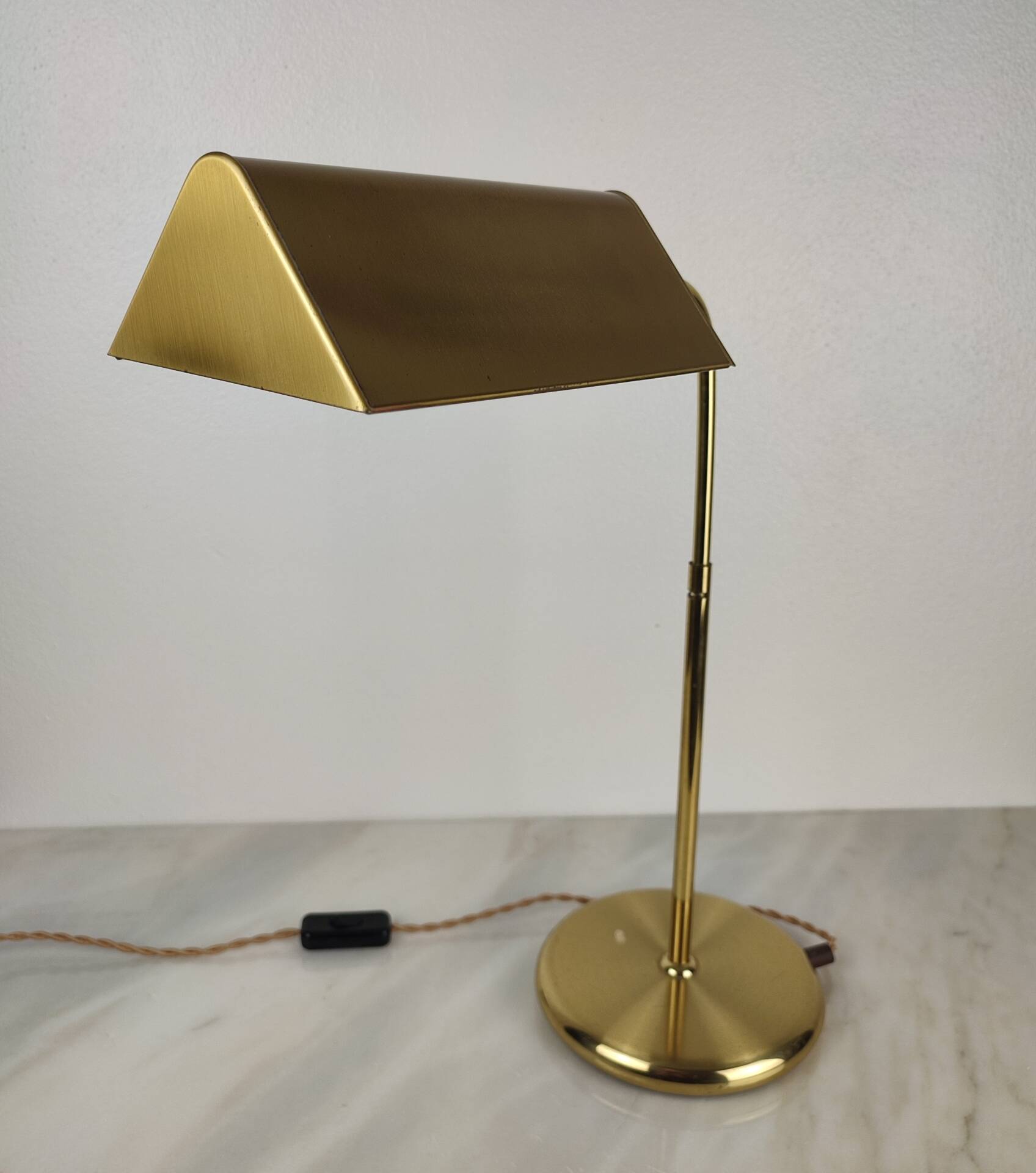 Lampe de Bureau Ajustable en Laiton Doré – Design Allemand, Années 70