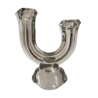 Crystal candle holder signed Art Vannes France