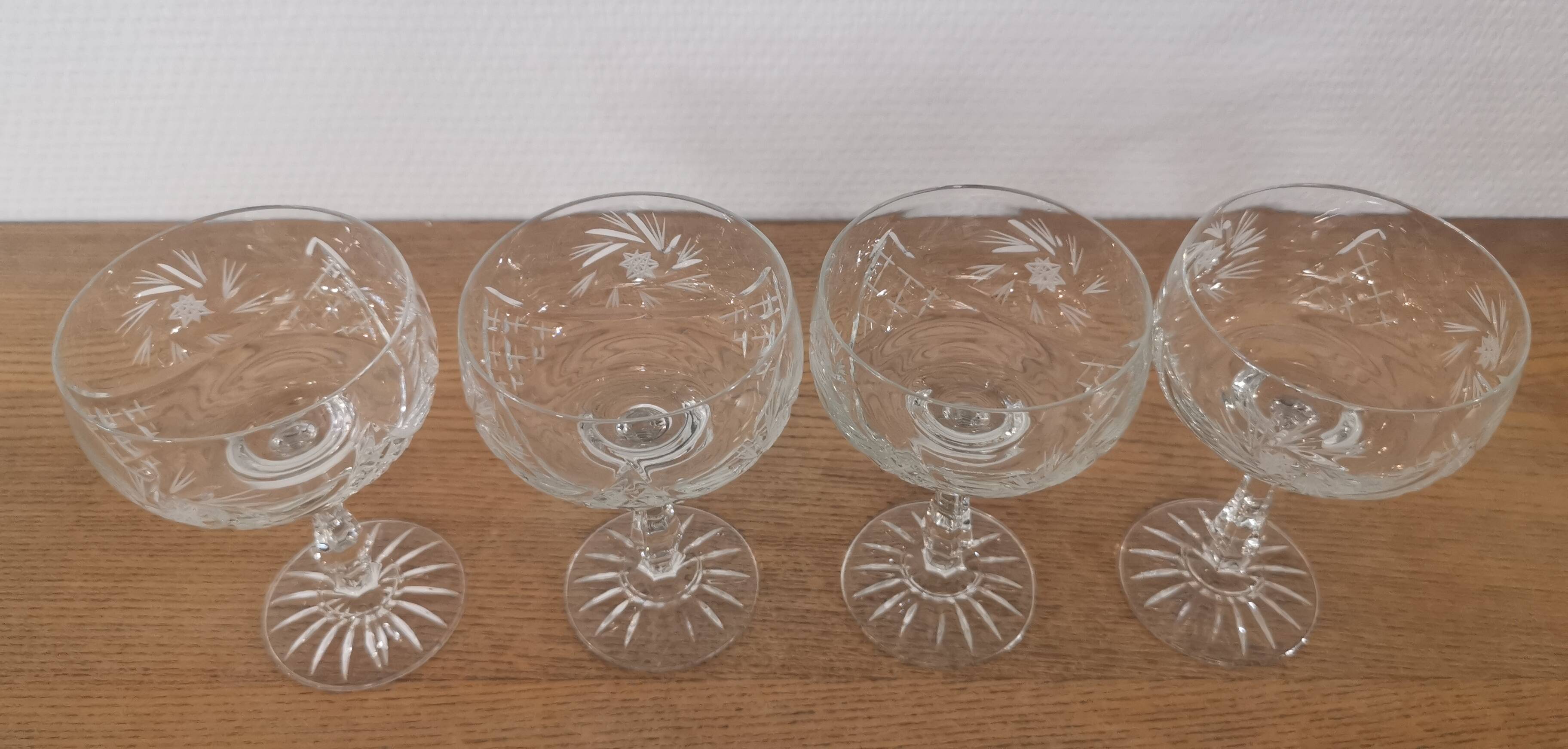 4 cut crystal champagne glasses