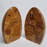 Vintage onyx marble bookends, ovoid shape, height 17 cm, 1970s